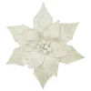 Clearance Christmas Forever POINSETTIA HEAD IVORY /WHITE 12″ VELVET W/ CLIP