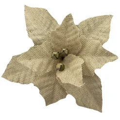 Sale Christmas Forever POINSETTIA HEAD NATURAL 9.5″ BURLAP W/ CLIP