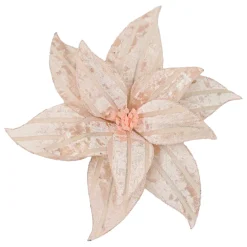 Best Christmas Forever POINSETTIA HEAD PINK 12″ VELVET W/ CLIP