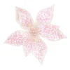 Clearance Christmas Forever POINSETTIA HEAD PINK IRR. 12″ W/ IRIDESCENT GLITTER & CLIP