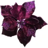 Clearance Christmas Forever POINSETTIA HEAD PURPLE 9″ GLITTER CARDED W/ CLIP