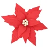 Clearance Christmas Forever POINSETTIA HEAD RED 12″ FABRIC W/ CLIP