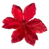 Online Christmas Forever POINSETTIA HEAD RED 10.5″ VELVET W/ GLITTER EDGE & CLIP