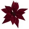 Outlet Christmas Forever POINSETTIA HEAD RED DARK 9″ VELVET W/ CLIP