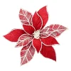Clearance Christmas Forever POINSETTIA HEAD RED /WHITE 11.5″ VELVET W/ CLIP