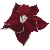 Discount Christmas Forever POINSETTIA HEAD RED /WHITE 9″ SNOW EDGE CARDED W/ CLIP