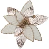 Discount Christmas Forever POINSETTIA HEAD ROSE GOLD 12″ LEATHER/ METALLIC W/ CLIP