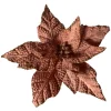 Clearance Christmas Forever POINSETTIA HEAD ROSE GOLD 7.5″ VELVET W/ GLITTER EDGE & CLIP