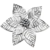 Outlet Christmas Forever POINSETTIA HEAD SILVER 13″ W/ GLITTER W/ CLIP