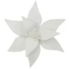 Discount Christmas Forever POINSETTIA HEAD WHITE 11.5″ FROSTED WOOL W/ CLIP
