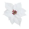 Sale Christmas Forever POINSETTIA HEAD WHITE 6.5″ VELVET W/CLIP