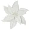 Outlet Christmas Forever POINSETTIA HEAD WHITE 12″ VELVET W/ CLIP
