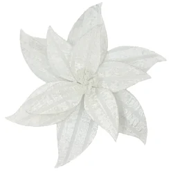 Outlet Christmas Forever POINSETTIA HEAD WHITE 12″ VELVET W/ CLIP