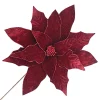 Sale Christmas Forever POINSETTIA STEM BURGUNDY 18″ HEAD VELVET W/ 24″ STEM