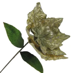 Online Christmas Forever POINSETTIA STEM CHAMPAGNE 26″ VELVET EMBOSSED W/GLITTER