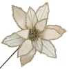 Sale Christmas Forever POINSETTIA STEM CHAMPAGNE 12″ HEAD VELVET SHEER W/ 20″ STEM