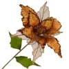 Clearance Christmas Forever POINSETTIA STEM COPPER 11″ HEAD METALLIC W/GLITTER TRIM