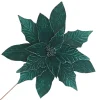Christmas Forever POINSETTIA STEM GREEN EMERALD 18″ HEAD VELVET W/ 24″ STEM