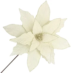 Christmas Forever POINSETTIA STEM IVORY 18″ HEAD VELVET W/ 20″ STEM