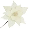 Sale Christmas Forever POINSETTIA STEM IVORY 12″ HEAD VELVET W/ 20″ STEM