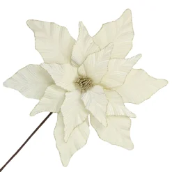 Online Christmas Forever POINSETTIA STEM IVORY 17″ VELVET HEAD W/ 24″ STEM