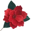 Online Christmas Forever POINSETTIA STEM RED-DARK 12″ VELVET HEAD W/20″ STEM EMERALD GREEN LEAVES