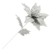 Outlet Christmas Forever POINSETTIA STEM SILVER 10.5″ VELVET HEAD W/GLITTER 24″ STEM