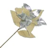 Clearance Christmas Forever POINSETTIA STEM SILVER /NATURAL 21″ BURLAP/ METALIC