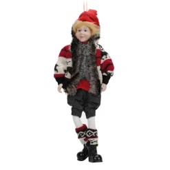 Clearance Christmas Forever POSABLE BOY 18″ RED & GRAY W/ SWEATER