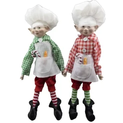 Sale Christmas Forever POSABLE ELF 14″ BOY RED/ GREE BAKER OUTFIT 2 ASST.