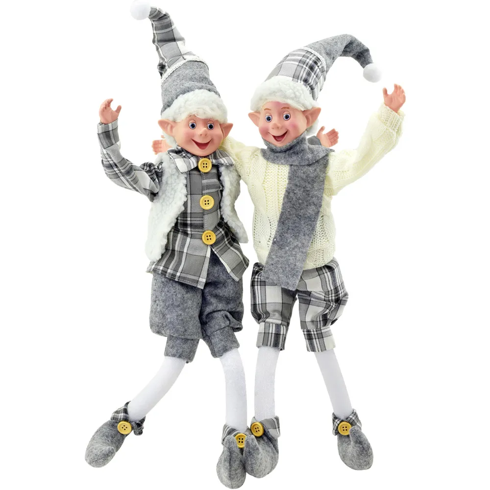 Clearance Christmas Forever POSABLE ELF BOY 18″ GRAY/IVORY 2 ASSTD.