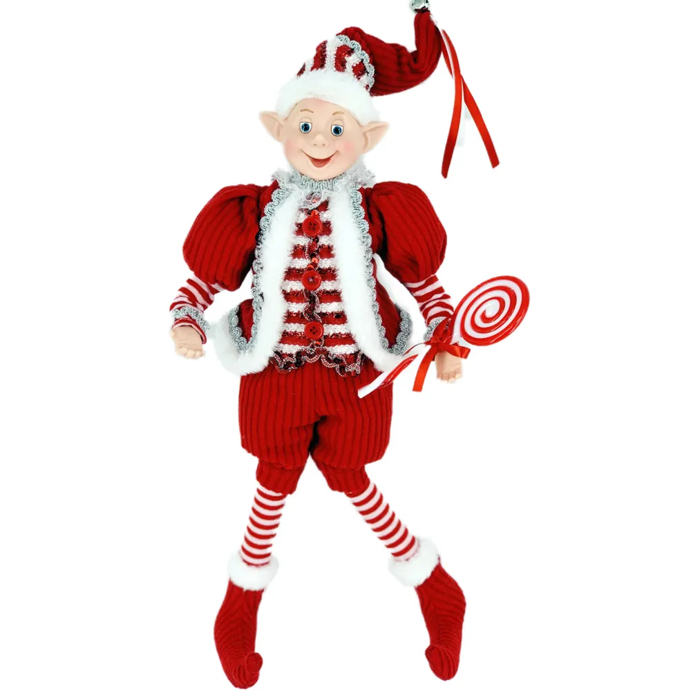 Best Christmas Forever POSABLE ELF BOY 18″ RED/WHITE W/ CANDY