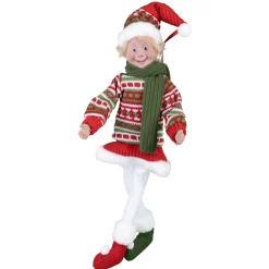 Christmas Forever POSABLE ELF GIRL 18″ RED/WHITE/GREEN SWRATER