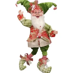 New Christmas Forever POSABLE ELF WHIMSICAL 16″ RED/GREEN /GOLD W/ GREEN HAT