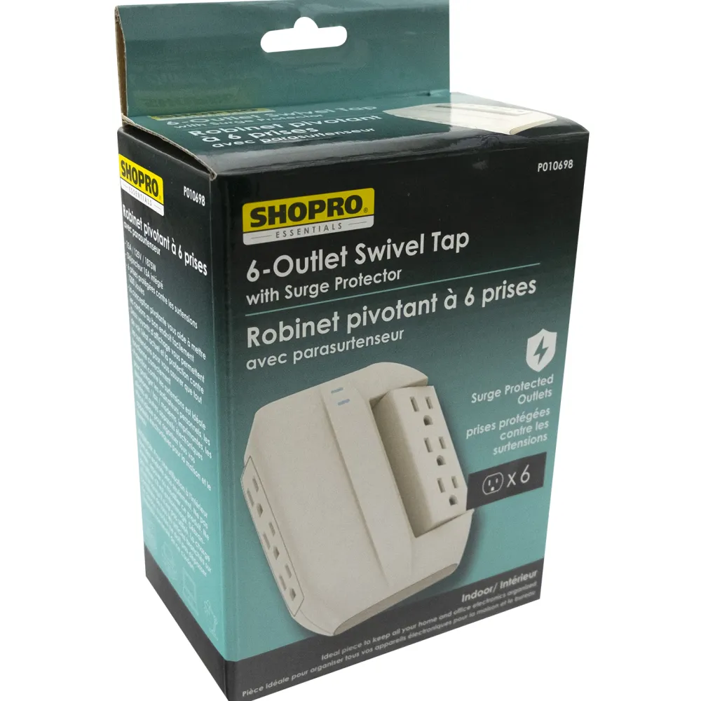 Outlet Christmas Forever POWER WALL TAP 6-OUTLET SWIVEL W/SURGE WHITE