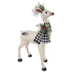 Hot Christmas Forever REINDEER BIRCH LOOK 13″X5″X20″ BLACK/ WHITE PLAID SCARF