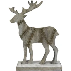 New Christmas Forever REINDEER NAT. BIRCH LOOK W/ BASE 14″ NAT. W/ STITCH PATTERN