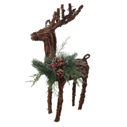 Sale Christmas Forever REINDEER NAT. RATTAN 13″X5.5″X22″ STANDING W/ MIXED FROSTED PINE/CONES/BERRIES