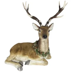 Sale Christmas Forever REINDEER SITTING FAUX FUR NATURAL 34.5″x18.5″x31.5″ W/ PINE & CONE