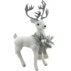 Christmas Forever REINDEER STANDING FAUX GRASS WHITE 15″x19.5″ W/ SCARF, FROSTED PINE & BERRIES