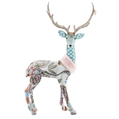 Christmas Forever REINDEER STANDING WITH INTRICATE PATTERN BLUE 22.5″
