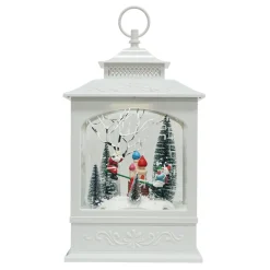 Clearance Christmas Forever RETRO LANTERN WITH SANTA & SNOWMAN SEE-SAW SNOWING SCENE 17″