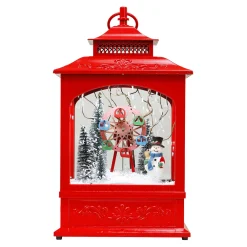 Online Christmas Forever RETRO LANTERN WITH SNOWMAN & SKYWHEEL SNOWING SCENE 17″