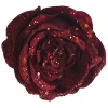 Sale Christmas Forever ROSE HEAD BURGUNDY 5″ CARDED W/ GLITTER & CLIP