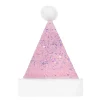 Clearance Christmas Forever SANTA HAT 15″ PINK IRIDESCENT SEQUINS W/ FAUX FUR BORDER (SIZE:M)
