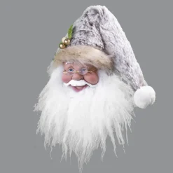 Christmas Forever SANTA HEAD 08″ ORN. BROWN FAUX FUR HAT