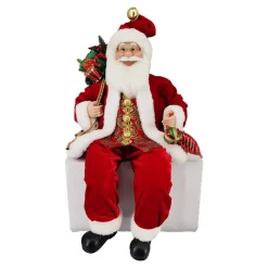 Hot Christmas Forever SANTA SITTING 24″ W/ SACK RED /GREEN/GOLD