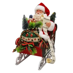 Best Christmas Forever SANTA SITTING 10″ W/ SLEIGH & GIFTS RED/GREEN /GOLD