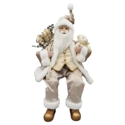 Sale Christmas Forever SANTA SITTING 18″W/ TEADY BEAR IVORY/GOLD