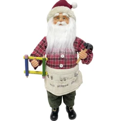 Discount Christmas Forever SANTA STANDING 16″ CARPENTER RED/CREAM/GREEN